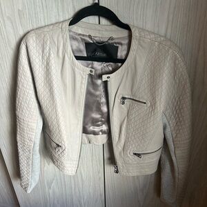 Soft grey leather bomber jacket size 6